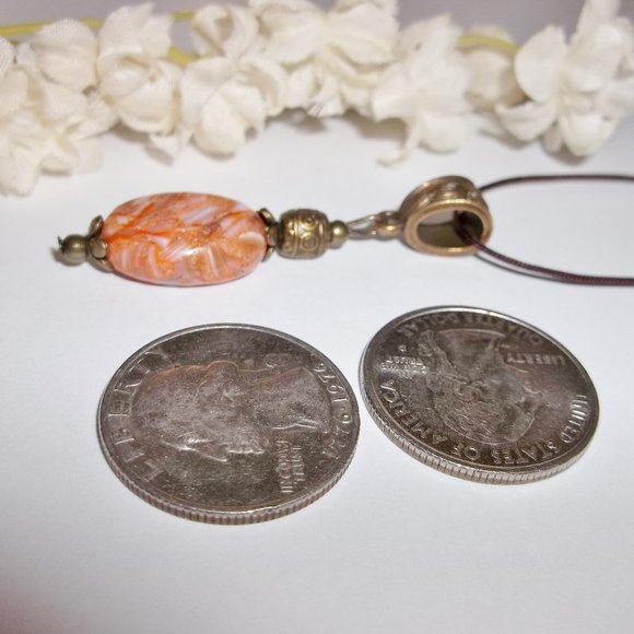 Boho Necklace Bronze and Orange Handmade NWT 5176 - Picture 3 of 8